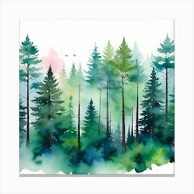 Watercolor Of Pine Trees 1 Canvas Print