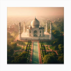Sunrise Over Taj Mahal In India Canvas Print