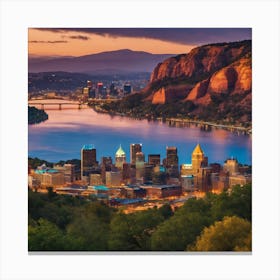 Pittsburgh Skyline At Dusk Canvas Print