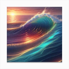 Ocean Wave At Sunset Canvas Print