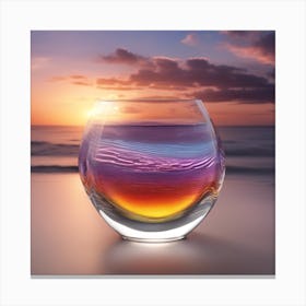 Vivid Colorful Sunset Viewed Through Beautiful Crystal Glass Vase, Close Up, Award Winning Photo A (3) Canvas Print