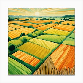 Fields On The Plain Cubism Style Canvas Print