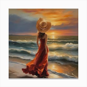 Sunset  love and the charming lady 🌇  Canvas Print
