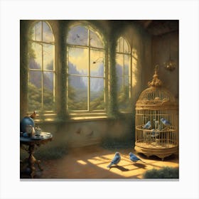 Birdcage by a Window Canvas Print