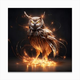 Owl With Fire Canvas Print