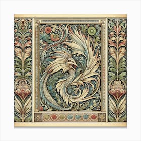 William Morris Inspired Patterns Embellishing The Pages Of An Antique Book, Style Vintage Printmaking 3 Canvas Print