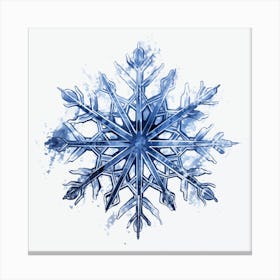 Snowflake Sketch With Ink Splash Effect Canvas Print