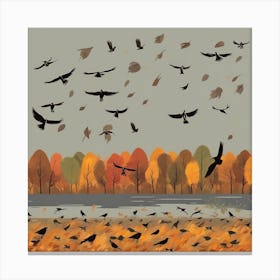 Autumn Crows 1 Canvas Print