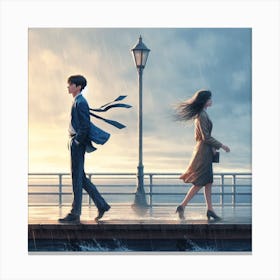 Goodbye my love in the rain Canvas Print