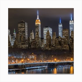 New York City Skyline At Night 2 Canvas Print