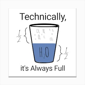 Technically it's always Full, half full empty water Canvas Print