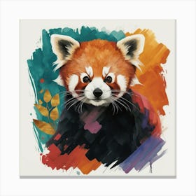 Red Panda abstract art with multi colors Canvas Print