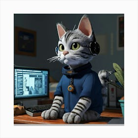 Cat In Headphones 1 Canvas Print