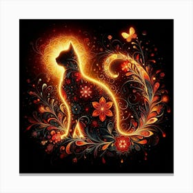 Cat In Flames Canvas Print