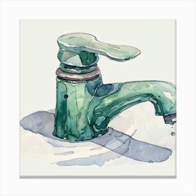 Watercolor Of A Faucet Canvas Print