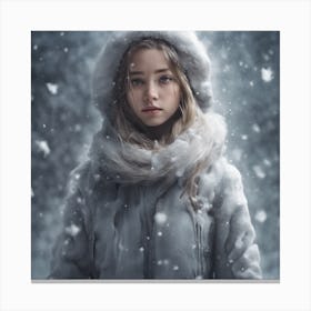 Snow Fell On A Girl From The Sky Canvas Print