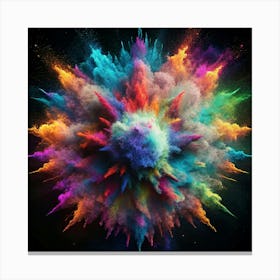 Colorful Explosion Of Powder On A Black Background Canvas Print