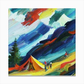 People camping in the middle of the mountains oil painting abstract painting art 19 Canvas Print