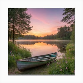 Sunrise On A Lake Canvas Print