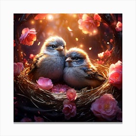 Birds In A Nest Canvas Print