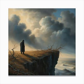 Man On A Cliff Canvas Print