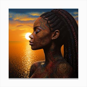 Afro-American Woman At Sunset 3 Canvas Print