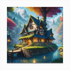 Fairy House In The Forest Canvas Print