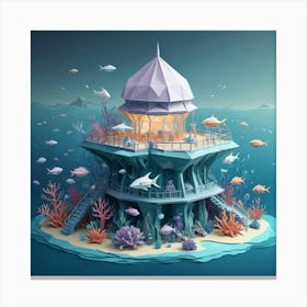 3d Illustration Of An Underwater Island Canvas Print