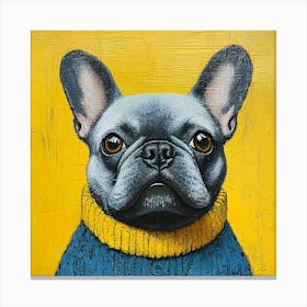 Frenchie In Yellow And Blue 5 Canvas Print