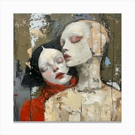 Embrace in Silence. Textured Emotionalism in a Modernist Framework Canvas Print