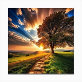 Tree At Sunset 1 Canvas Print