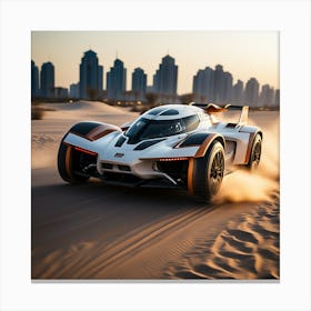 Race Car In The Desert Canvas Print