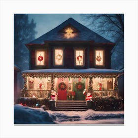 Christmas House Stock Videos & Royalty-Free Footage 1 Canvas Print