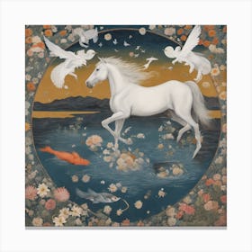 White Horse In The Water Canvas Print