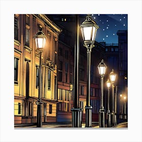 Street Scene At Night Canvas Print