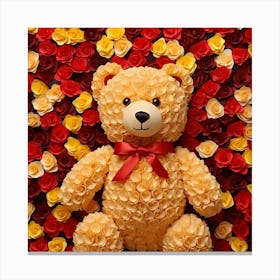 Teddy Bear With Roses 15 Canvas Print