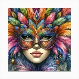 Carnival Woman With Feathers Canvas Print