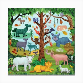 Animals In The Forest Canvas Print