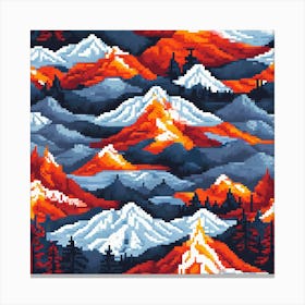 Mountain Landscape Cross Stitch Pattern, A Landscape , Fire And Ice Coexist Representing The Balance Of Facing And Overcoming Adversitie Canvas Print