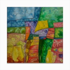 Abstract Wall Art with Autumnal Patchwork  Canvas Print