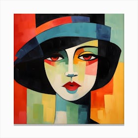Abstract Portrait of Woman In A Hat 2 Canvas Print