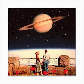 Space Love Square Canvas Print