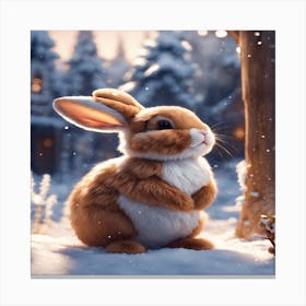 Rabbit In The Snow Canvas Print