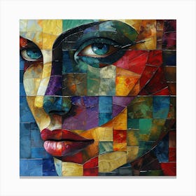 Mosaic Woman Face Canvas Print