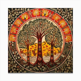 Sahitya Kala Madhubani Painting Indian Traditional Style Canvas Print