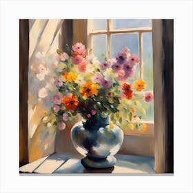 Flowers By The Window Canvas Print