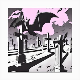 Bats In The Cemetery Canvas Print