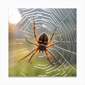 Spider In Web Canvas Print