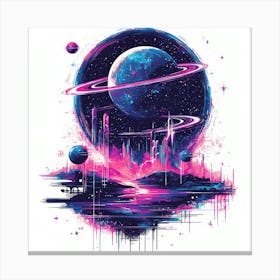 Space City.Generated AI. Wall Art Print 3 Canvas Print