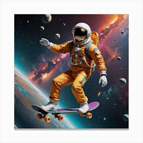 Astronaut Moon Skater Canvas Print